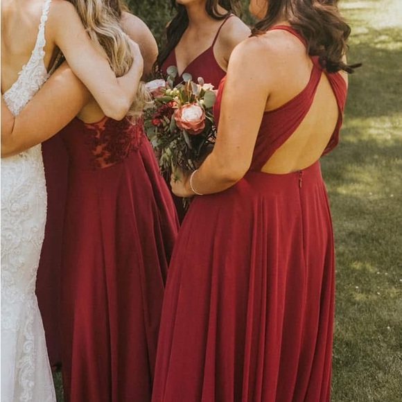Azazie halter bridesmaid dress in Burgundy - Picture 5 of 7